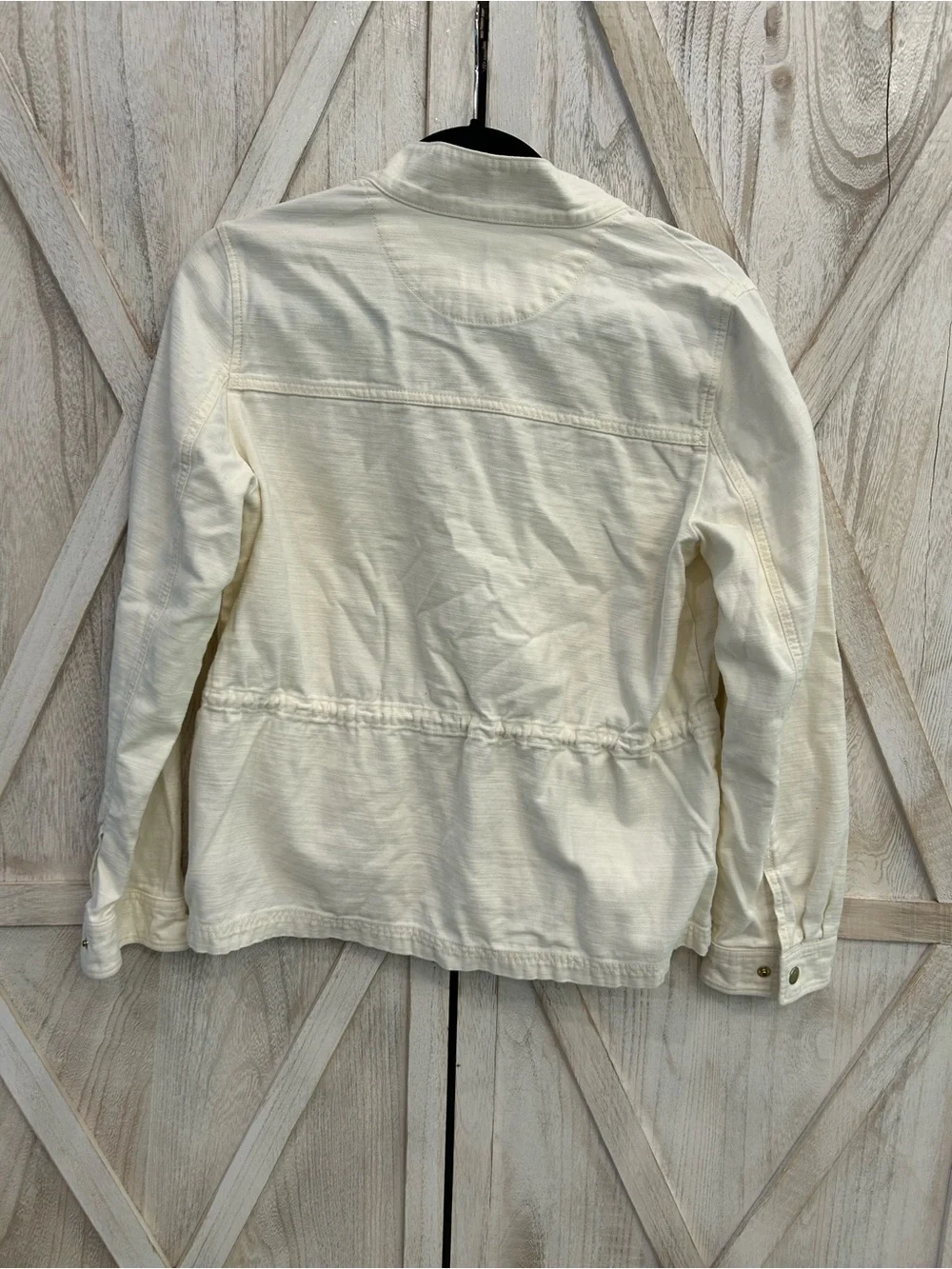 J. Crew Cream Drawstring Waist Utility Jacket
